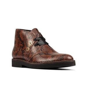 NEW!! Women’s Clarks Desert Boot2 Dark Tan Snake Size 6M